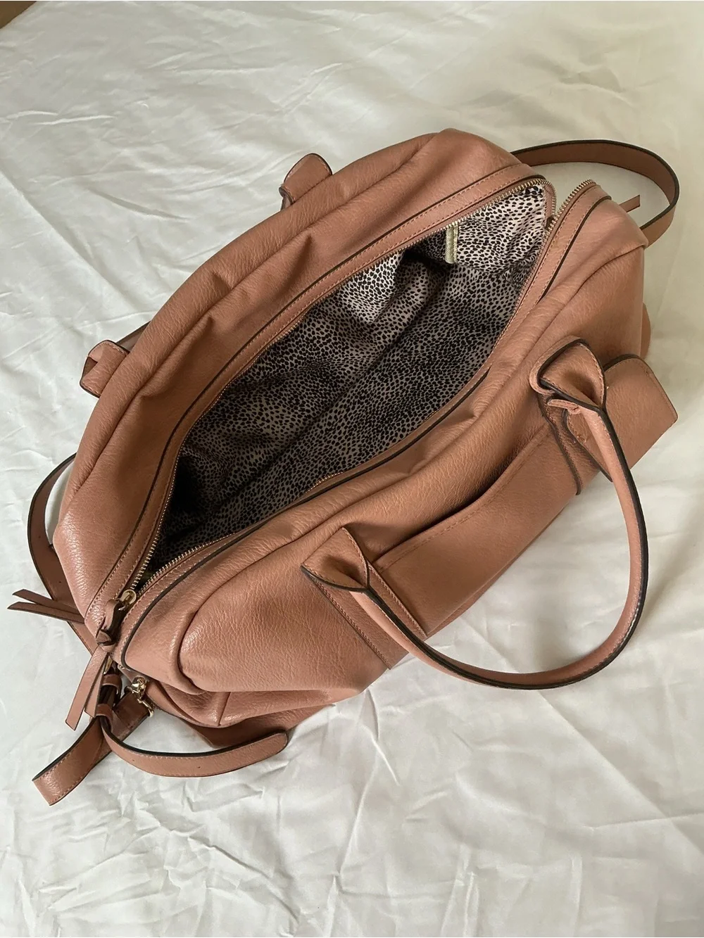 Sole Society Blush Pink Vegan Pebbled Leather Weekender Duffle Bag